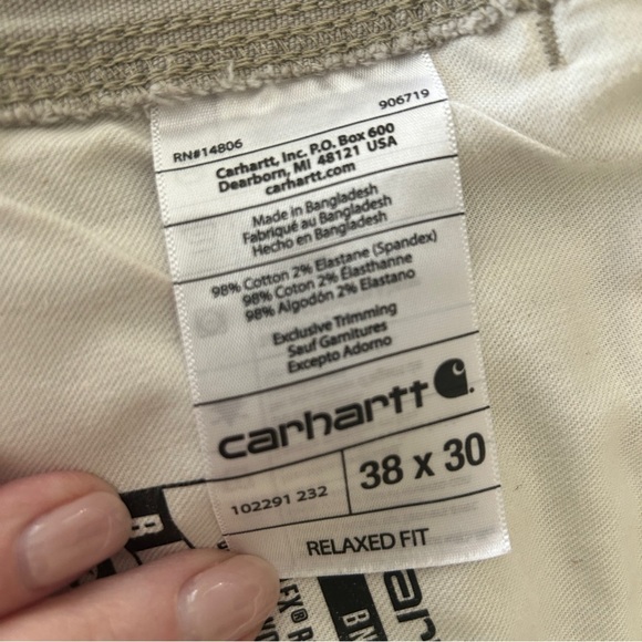 Carhartt Cargo Pants Tan Rugged Flex Relaxed Fit Canvas Workpant BN2291 W38 L30 - Picture 14 of 15